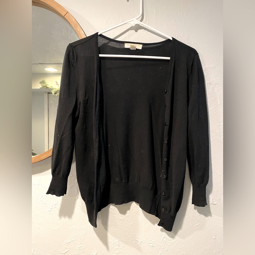 Forever 21 Essentials Woman Knit Black Button Down Cardigan